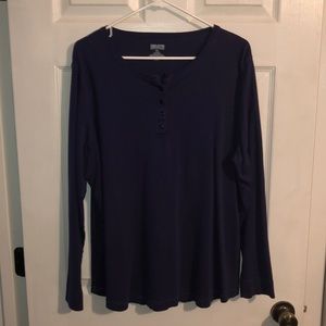 Deep purple long sleeve scoop neck with buttons